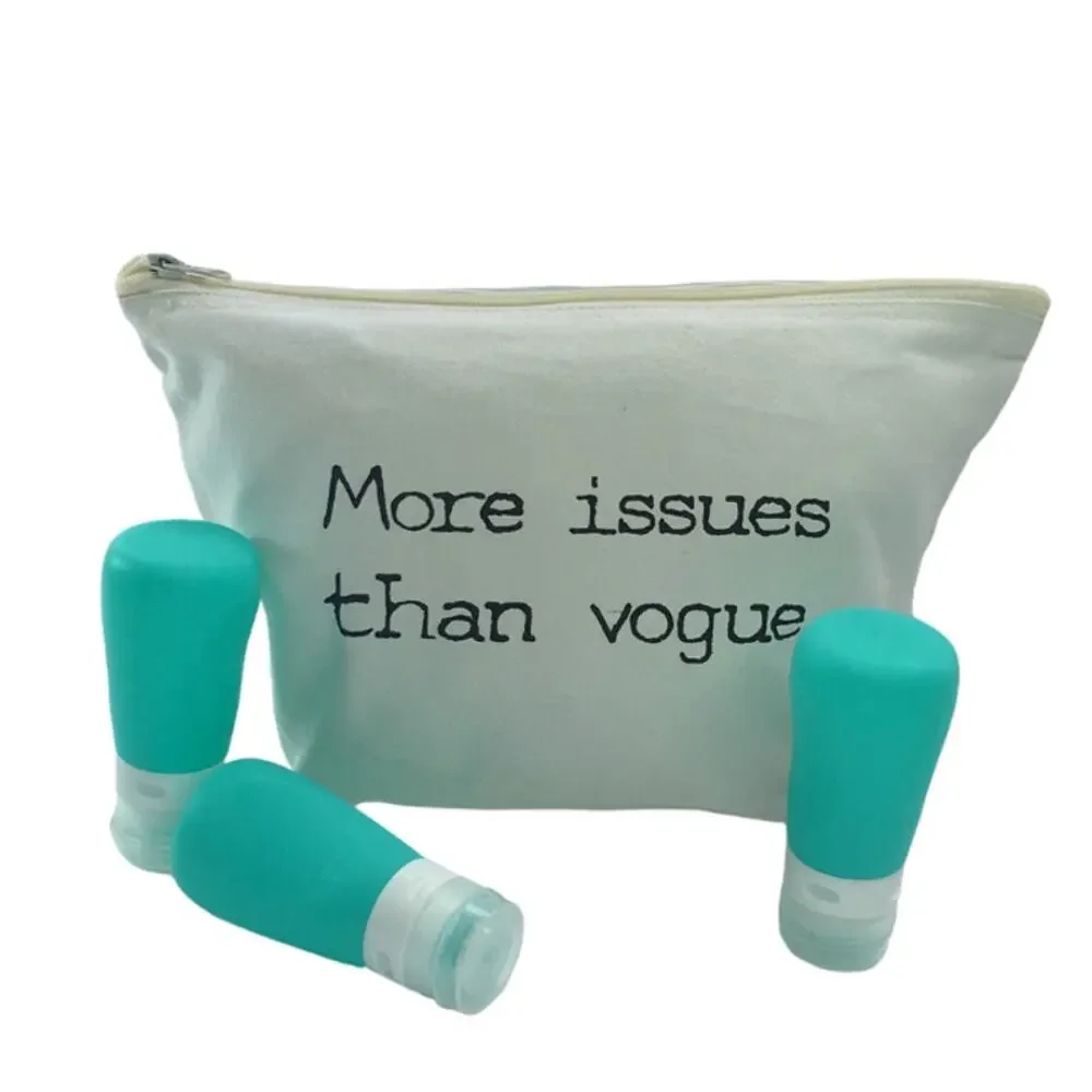 Funny Cosmetic Bag Set More Issues Than Vogue w Travel Bottles NEW